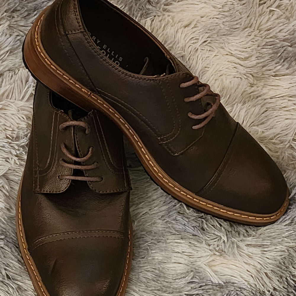Perry Ellis Dark Brown Leather Oxfords
